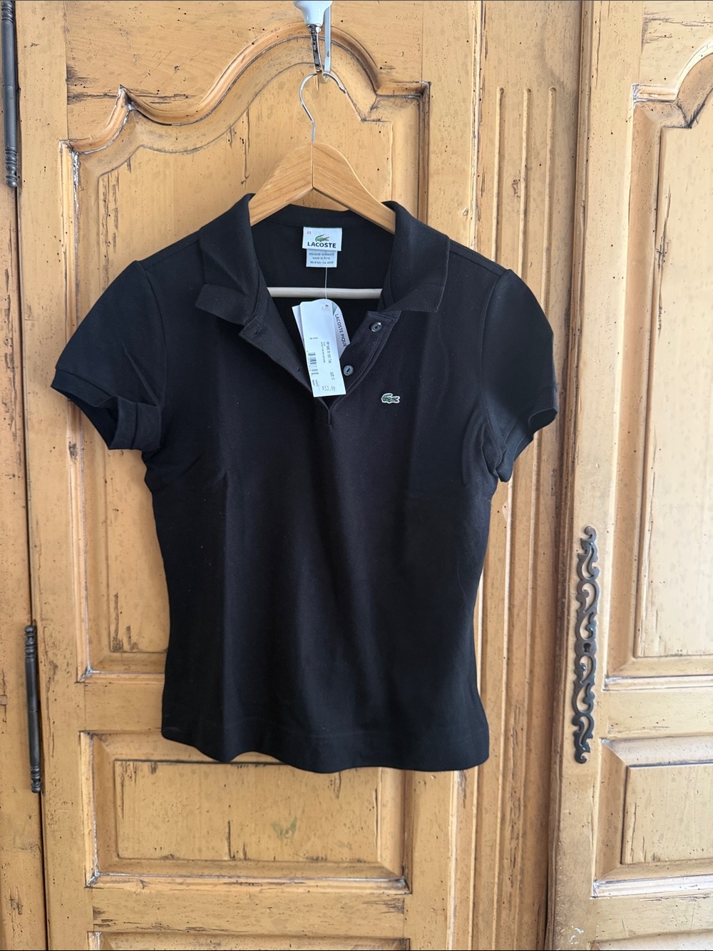 Lacoste Women’s Black Short-Sleeve Slim Polo
